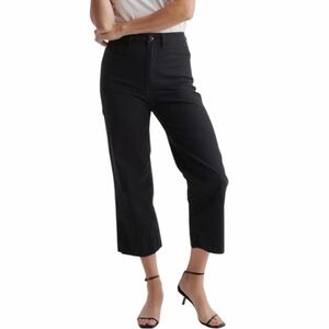 NWT Quince Women's Sz 28 Stretch Organic Cotton Twill Wide-Leg Crop Pants Black